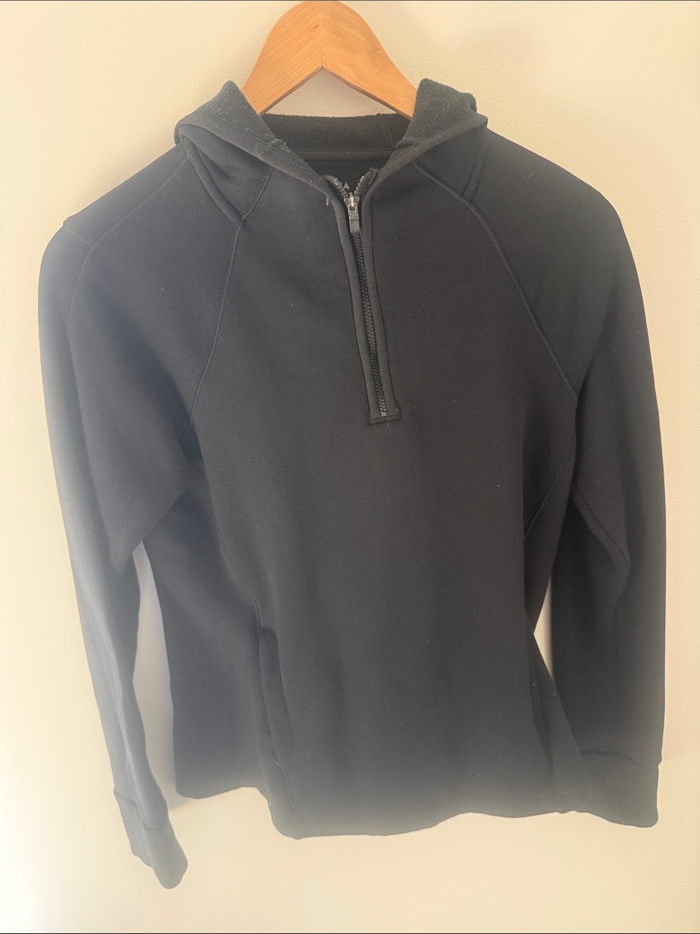 Athleta Black Half-Zip Hooded Pullover Sweater